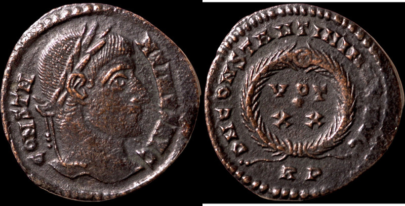 Constantinus I. (307-337 AD). Follis. (20mm, 1,69g) Trier. Obv: CONSTANTINVS AVG...