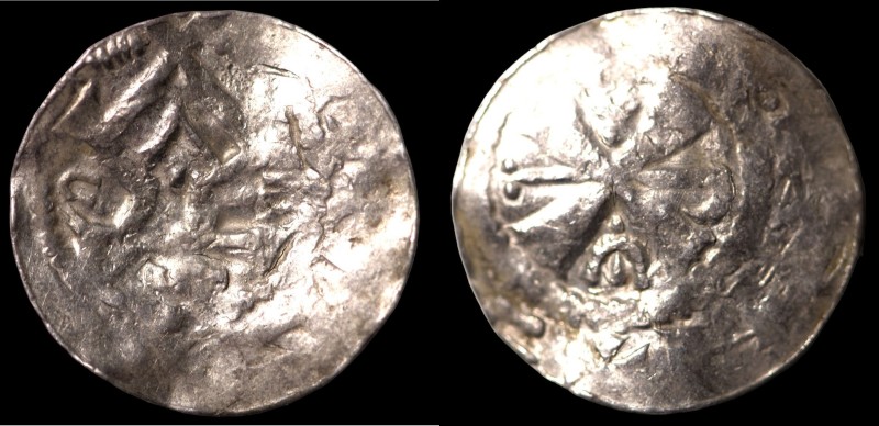Speyer. Otto II./III. (973-1002). Denar. contemporary imitation? (1,03g, 18,5mm)...