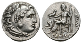 KINGS OF THRACE (Macedonian). Lysimachos (305-281 BC). Drachm. Magnesia ad Maeandrum.
Obv: Head of Herakles right, wearing lion skin.
Rev: ΛYΣIMAXOY...
