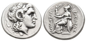 KINGS OF THRACE (Macedonian). Lysimachos (305-281 BC). Tetradrachm. Lampsakos.
Obv: Diademed head of the deified Alexander right, wearing horn of Amm...