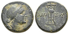 PONTOS. Amisos (Circa 120-63 BC.) AE.
Obv: Laureate head of Apollo right.
Rev: AMΙΣOY.
Tripod.
SNG BM Black Sea 1139-40; HGC 7, 240.
Condition: G...