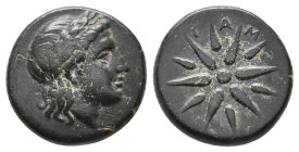 MYSIA, Gambrion (4th century BC.) AE.
Obv: Laureate head of Apollo right.
Rev: Γ - Α - Μ.
Star of twelve rays.
SNG France 908-21; SNG Copenhagen 1...