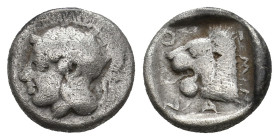 TROAS, Assos (Mid-late 5th century BC.) AR Triobol or Hemidrachm.
Obv: Helmeted head of Athena left.
Rev: AΣΣION.
Head of lion left within incuse s...