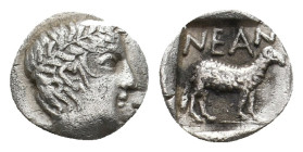 TROAS, Neandria. (4th century BC). AR Obol.
Obv: Laureate head of Apollo right.
Rev: NEAN.
Ram standing right within incuse square.
SNG Ashmolean ...