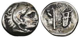 IONIA, Erythrai (Circa 320-280 BC). AR Drachm. Aristokles, magistrate.
Obv: Head of Herakles right, wearing lion's skin.
Rev: EΡΥ APIΣTOKΛHΣ.
Club ...