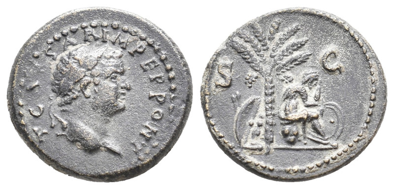 TITUS, as Caesar 79-81 AD. AE. "Judaea Capta" issue. Possibly Ephesus.
Obv: T C...