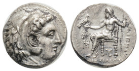 Greek, KINGS OF MACEDON, Alexander III 'the Great' (Circa 336-323 BC). AR Drachm. (12,6 mm, 2,1 g)
Head of Herakles to right, wearing lion skin headdr...