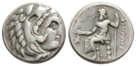 Greek, KINGS OF MACEDON, Alexander III 'the Great' (Circa 336-323 BC). AR Drachm. (16,2 mm, 4,2 g)
Head of Herakles to right, wearing lion skin headdr...