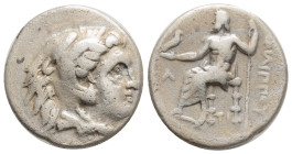 Kingdom of Macedon. Alexander III 'the Great' AR Drachm.
circa 310-301 BC. Head of Herakles right, wearing lion's skin / Zeus seated left; 17,7 mm. 4 ...