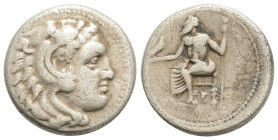 Kingdom of Macedon. Alexander III 'the Great' AR Drachm.
circa 310-301 BC. Head of Herakles right, wearing lion's skin / Zeus seated left; 16,8 mm. 4 ...