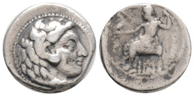 Kingdom of Macedon. Alexander III 'the Great' AR Drachm.
310-301 BC. Head of Herakles right, wearing lion's skin / Zeus Aëtophoros seated left; 4,1 g....