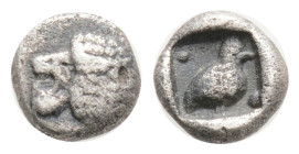 Greek Coins
Ionia, Miletos. Late 6th-early 5th centuries B.C. AR obol. 0,31 g. 5,5 mm.