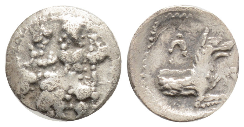 Lykaonia, Laranda AR Obol. Circa 324/3 BC. Baaltars seated left, holding grain e...
