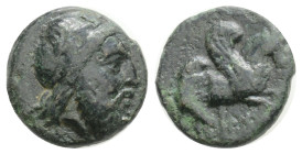 Greek Asia. Mysia, Adramyteion. AE, 4th century BC. Obv. Laureate head of Zeus right. Rev. Forepart of Pegasus right. Weber 4950. AE. 1.4 g. 11,3 mm. ...