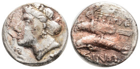 Greek
Paphlagonia. Sinope circa 410-350 BC. Drachm AR 18,4 mm., 4,87 g.
Head of nymph left / ΣΙΝΩ, eagle on dolphin left.
