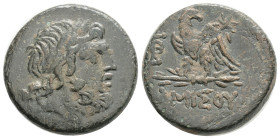 PONTOS. Amisos. Ae (Circa 85-65 BC). 7,4 g. 20,9 mm.
Obv: Laureate head of Zeus right.
Rev: ΑΜΙΣΟΥ. Eagle standing left on thunderbolt, head right; st...