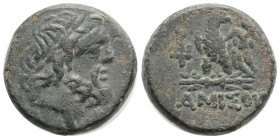 PONTOS. Amisos. Ae (Circa 85-65 BC).8,3 g. 20,2 mm.
Obv: Laureate head of Zeus right.
Rev: ΑΜΙΣΟΥ. Eagle standing left on thunderbolt, head right; sta...