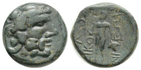 Greek, LYCAONIA. Ikonion. Ae (1st century BC). 14,7 mm. 3,5 g.
Obv: Laureate head of Zeus right.
Rev: ЄIKONI / ЄWN. Perseus standing left, holding har...