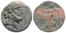Greek
CILICIA, Elaiussa-Sebaste. I Century BC. Æ, (6,1 g. 20,5 mm.) 
Laureate head of Zeus / Nike crowning city-name. SNG.Lev.828v. VF,