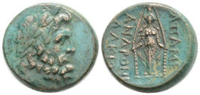 PHRYGIA. Apameia. Ae (Circa 100-50 BC). 10 g. 22,6 mm. Andronikos and Alkion, magistrates. Obv: Laureate head of Zeus right.
Rev: AΠΑΜΕΩN / ANΔΡΟΝI / ...