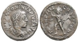 Roman Imperial Elagabalus, 218-222 AD, AR Denarius (2,7g), 20,5 mm. Rome, 221, RIC-40, RSC-184, IMP ANTONINVS PVS AVG, laureate and draped bust right ...