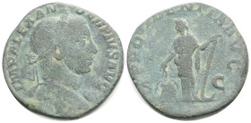 Severus Alexander. Sestertius. 222-235 AD. Rome. (Ric-519). Anv.: IMP SEV ALEXANDER AVG, laureate head right. Rev.: PM TR PX COS III PP / S C. Annona ...