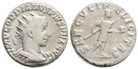 Roman Imperial
Gordian III. AD 238-244. Antioch, Antoninianus AR, 20,6 mm., 5,2g.
IMP GORDIANVS PIVS FEL AVG, radiate, draped and cuirassed bust of Go...