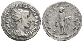 Roman Imperial
Gordian III. AD 238-244. Rome. Antoninianus AR, 22,8 mm., 4,2 g.
IMP GORDIANVS PIVS FEL AVG, radiate, draped and cuirassed bust of Gord...