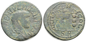 PISIDIA. Antioch. Philip I the Arab (244-249). Ae. 8,1 g. 25,6 mm.
Obv: IMP M IVL PHILIPPVS A. Radiate, draped and cuirassed bust right.
Rev: ANTIOCHI...