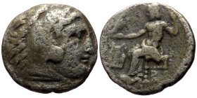 Kings of Macedon, Kolophon, Alexander III "the Great" (336-323 BC) ca 322-319 BC AR Drachm (Silver, 3,65g, 17mm) 
Obv: Head of Herakles right, wearing...