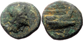 Macedonian Kingdom, Demetrios I Poliorketes (306-283 BC) Æ half unit (Bronze, 4.20g, 17mm) Uncertain mint in Asia Minor. 
Obv: Head of Demetrios(?) ri...