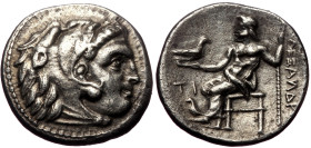 Kings of Macedon, Alexander III 'the Great', AR Drachm, (Silver,4.10 g 16 mm), 336-323 BC. Sardes.
Obv: Head of Herakles right, wearing lion skin.
Rev...