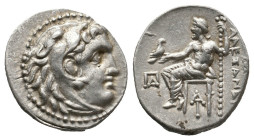 Kings of Macedon, Alexander III 'the Great' (336-323 BC) AR Drachm (Silver, 4.27g, 18) Magnesia ad Maeandrum.
Obv: Head of Herakles right, wearing lio...