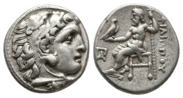 Kings of Macedon, Philip III Arrhidaios AR Drachm (Silver, 4.22g, 17mm) In the types of Alexander III. 'Kolophon', ca 323-317 BC. 
Obv: Head of Herakl...