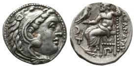 Kings of Macedon, Alexander III the Great (336-323 BC) AR drachm (Silver, 4.20,17g) Posthumous issue of Colophon, ca. 310-301 BC. 
Obv: Head of Heracl...