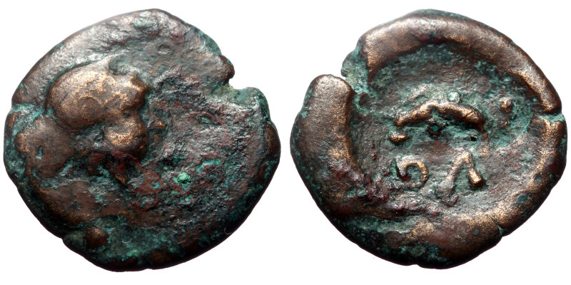 Skythia, Olbia (ca 230-225 BC) AE (Bronze, 3,24g, 17mm) 
Obv: Helmeted head of A...