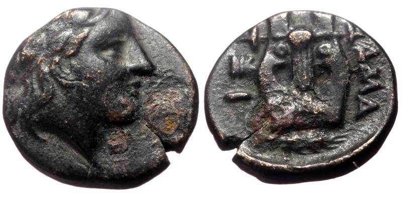 *Very rare* Troas, Hamaxitos AE (Bronze, 1.10g, 11mm) ca 350-310 BC
Obv: Laurea...