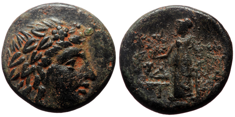 Aeolis, Temnos (2nd-1st centuries BC) AE (Bronze, 16mm, 3.95g). 
Obv: Wreathed h...