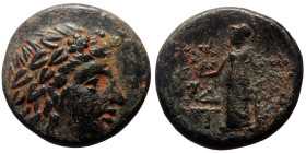 Aeolis, Temnos (2nd-1st centuries BC) AE (Bronze, 16mm, 3.95g). 
Obv: Wreathed head of Dionysos right 
Rev: Athena Nikephoros standing left, holding g...