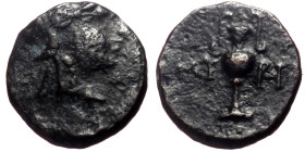 Aeolis, Myrina AE (Bronze, 0.63g, 8mm) 4th-3rd centuries BC. 
Obv: Helmeted head of Athena right 
Rev: MY-PI, Amphora. 
Ref: SNG München 570; SNG Cope...