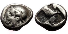 Ionia, Phocaea (ca. late 6th-early 5th centuries BC) AR diobol (Silver, 1.33g, 9mm)
Obv: Archaic styled female head left, wearing helmet or close fitt...