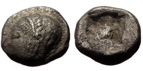Ionia, Phocaea (ca. late 6th-early 5th centuries BC) AR diobol (Silver, 1.21g, 9mm)
Obv: Archaic styled female head left, wearing helmet or close fitt...