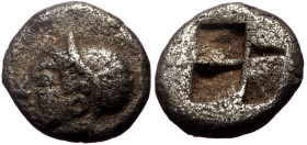 Ionia, Phocaea (ca. late 6th-early 5th centuries BC) AR diobol (Silver, 1.01g, 10mm)
Obv: Archaic styled female head left, wearing helmet or close fit...