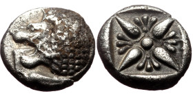 Ionia, Miletos (Late 6th-early 5th century BC) AR Diobol (Silver, 9mm, 1.04g). Obv: Forepart of a lion to right, head turned to left. 
Rev: Stellate d...