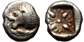 Ionia, Miletos (Late 6th-early 5th century BC) AR Diobol (Silver, 9mm, 1.04g). Obv: Forepart of a lion to right, head turned to left. 
Rev: Stellate d...