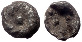 Ionia, Erythrai, AR Tetartemorion, (Silver, 0.07 g 4 mm), Circa 500-480 BC.
Obv: Rosette.
Rev: Stellate pattern of five pellets within quadrilobe incu...