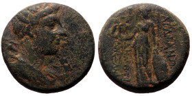 Lydia, Sardes AE (Circa 133 BC-14 AD) AE (Bronze, 8.99g, 20mm) Demetrios, son of Menekrates, magistrate.
Obv: Draped bust of Artemis right, with bow a...