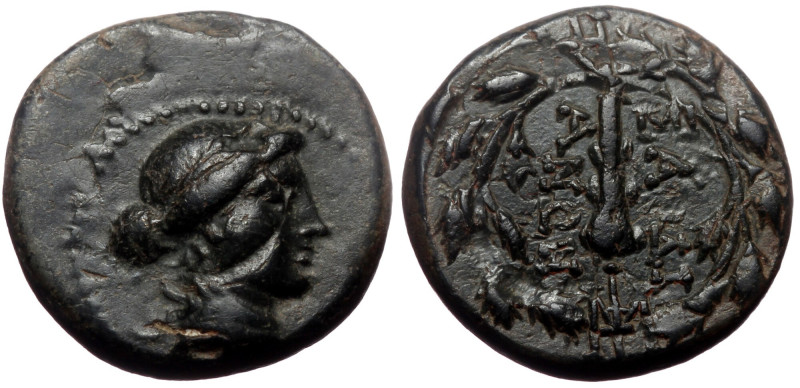 Lydia, Sardes, AE. (Bronze,3.87 g 11 mm),2nd-1st centuries BC.
Obv: Laureate hea...