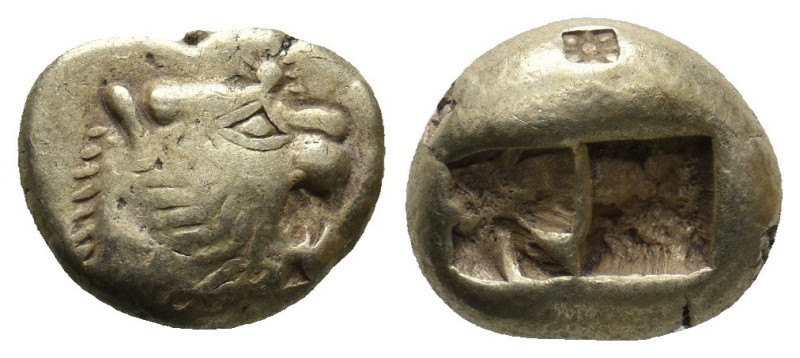 Lydian Kingdom, Alyattes to Kroisos Electrum Trite (Gold, 7.70g, 13mm), ca. 610-...