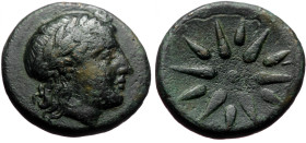 Mysia, Gambrion (4th century BC) AE (Bronze, 17mm, 3.74g). 
Obv: Laureate head of Apollo right 
Rev: Star. 
Ref: SNG France 908-21; SNG Copenhagen 146...